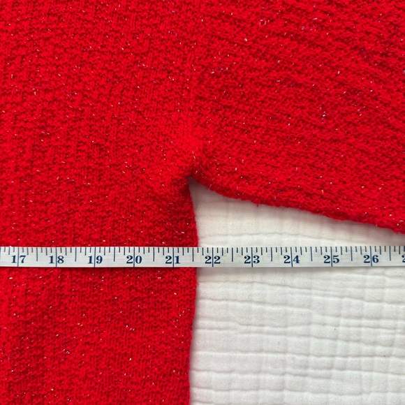 VTG Helen Sue Made in USA oversized red sparkly knit crew neck sweater Size M-L - Picture 9 of 14